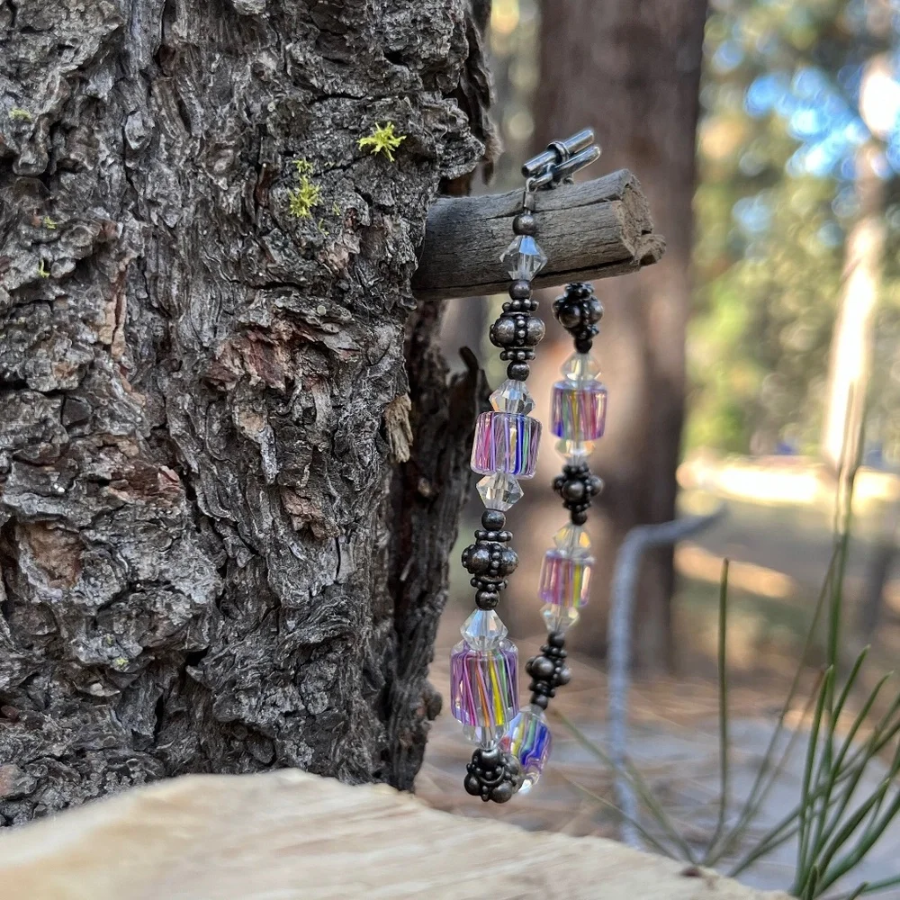 Artisan Murano Glass Crystals Metal Bracelet Vintage - Picture 5 of 6